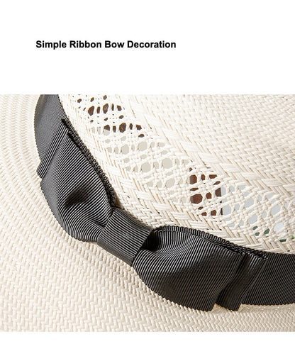 Stylish Ivory Wide Brim Sun Hat with Bow Additional Image 3