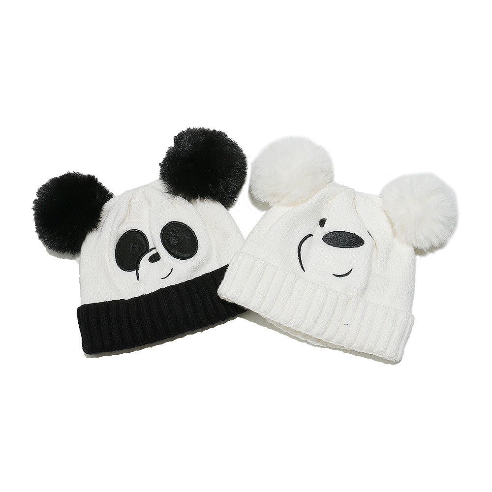 Cute Panda Fleece-Lined Knit Hat for Kids Additional Image 3