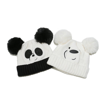 Cute Panda Fleece-Lined Knit Hat for Kids Additional Image 3