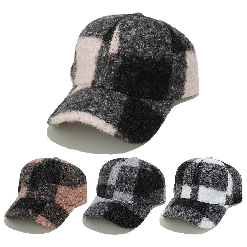 Cozy Plaid Wool Blend Baseball Cap - Vintage Warmth Additional Image 3