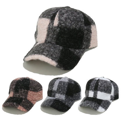 Cozy Plaid Wool Blend Baseball Cap - Vintage Warmth Additional Image 3