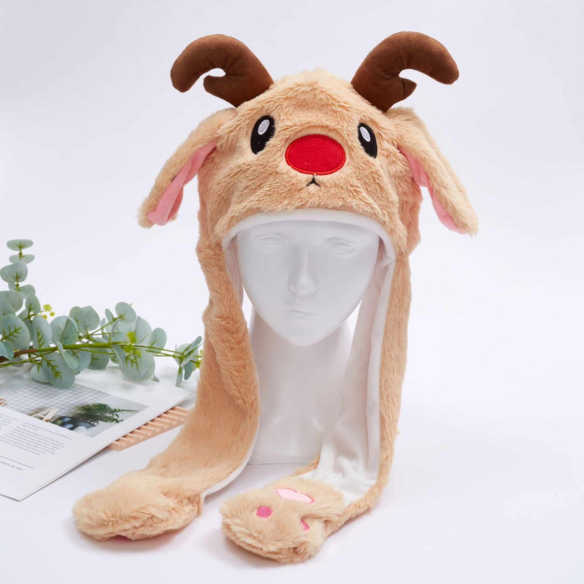 Festive Plush Christmas Hats - Reindeer, Santa & Elk Additional Image 3