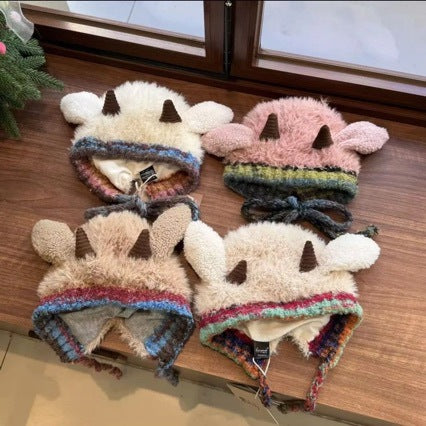Cute Bear Ear Fleece-Lined Knit Hat for Winter Additional Image 3