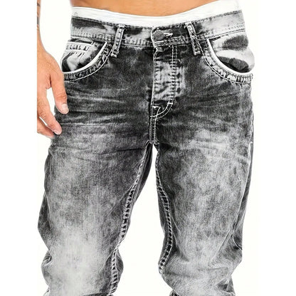 Vintage Wash Straight Leg Hip Hop Jeans Additional Image 3