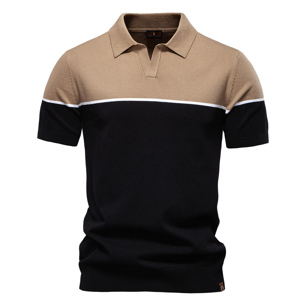 Men's Colorblock Knit Polo Shirt - Summer Casual Additional Image 3