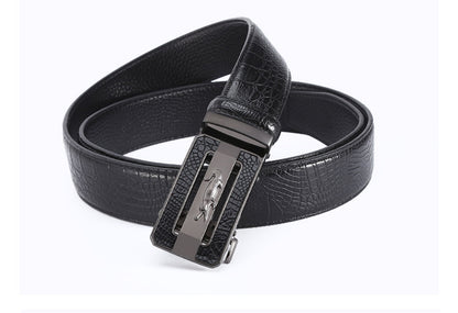Men's Crocodile Embossed Leather Belt - Automatic Buckle Additional Image 3