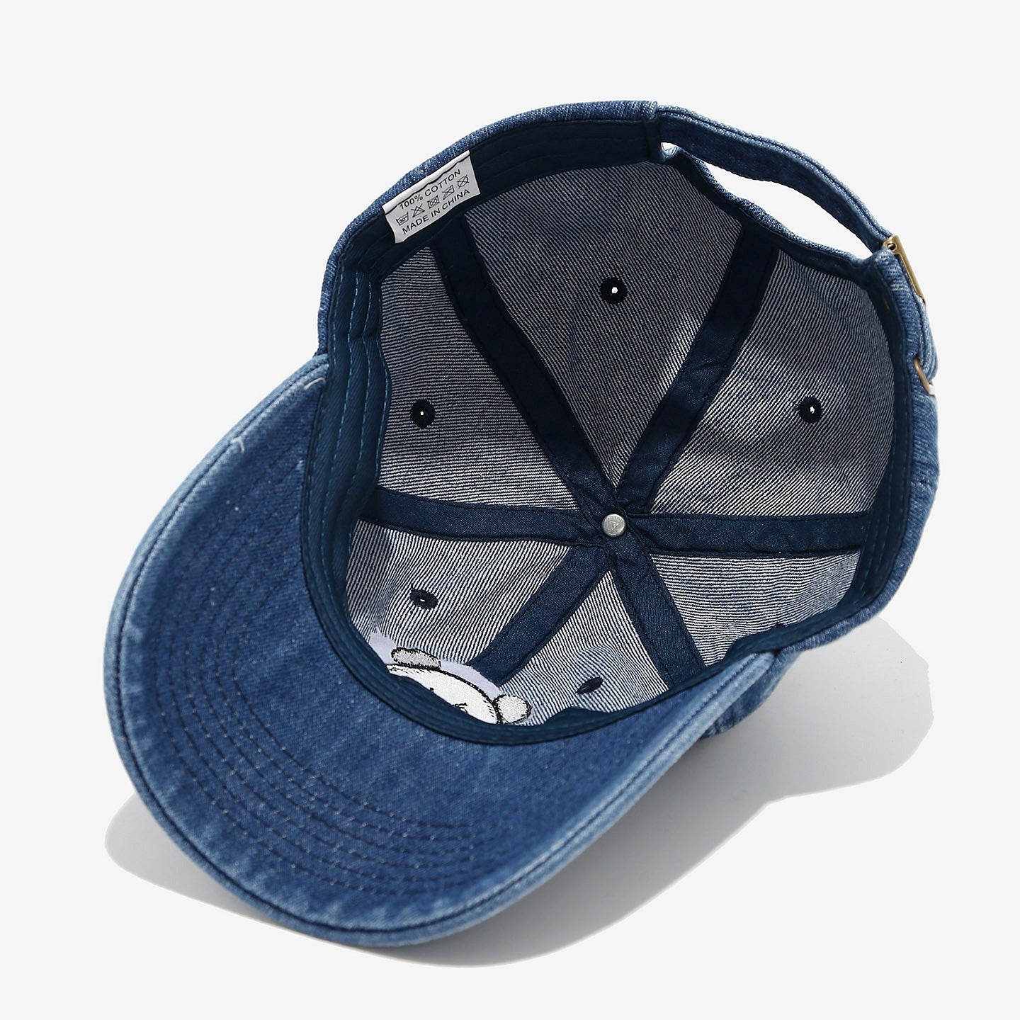 Retro Panda Embroidered Denim Baseball Cap Additional Image 3
