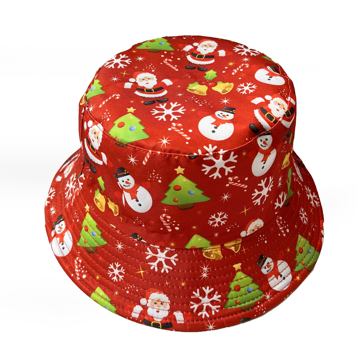 Festive Santa & Snowman Print Bucket Hat for Women Additional Image 3