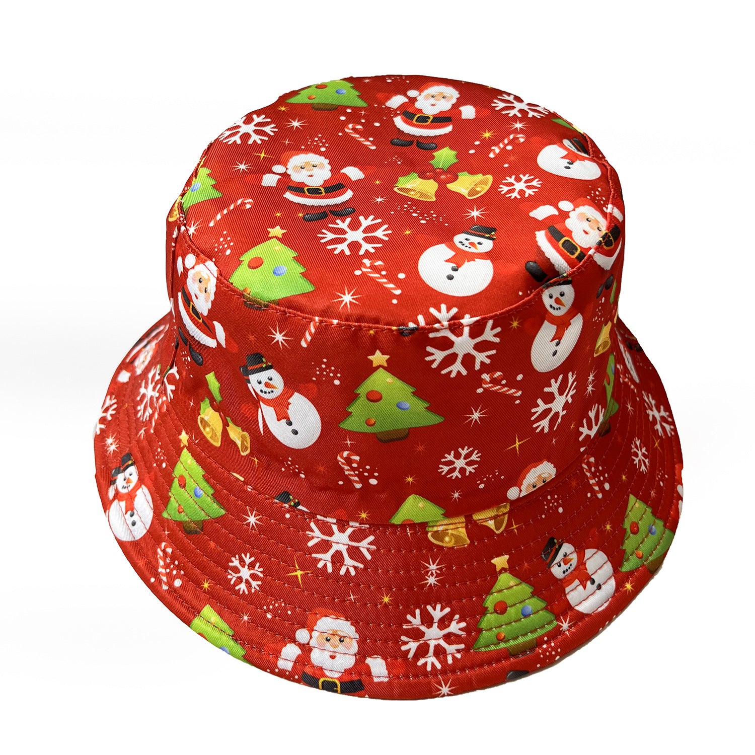 Festive Santa & Snowman Print Bucket Hat for Women Additional Image 3