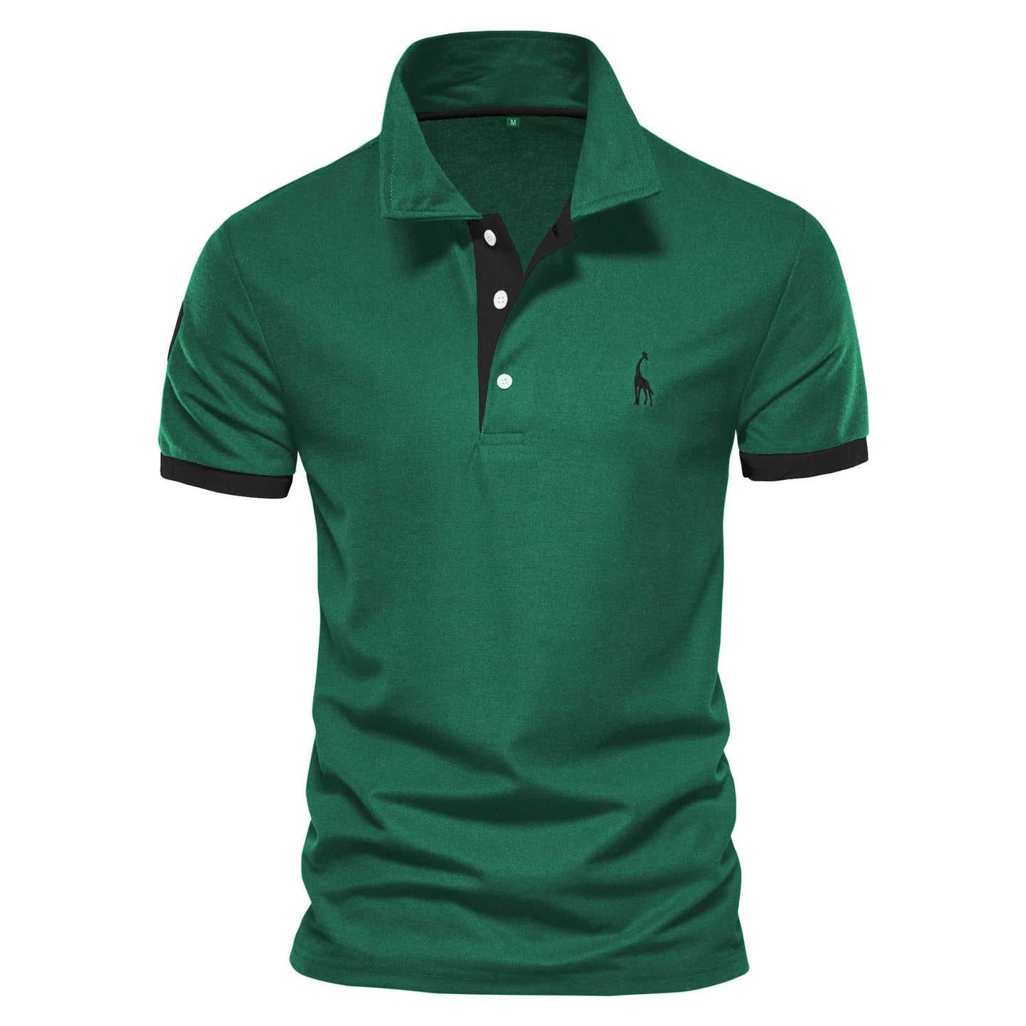 Men's Deer Embroidered Polo Shirt - Short Sleeve Mesh Lapel Tee Additional Image 3