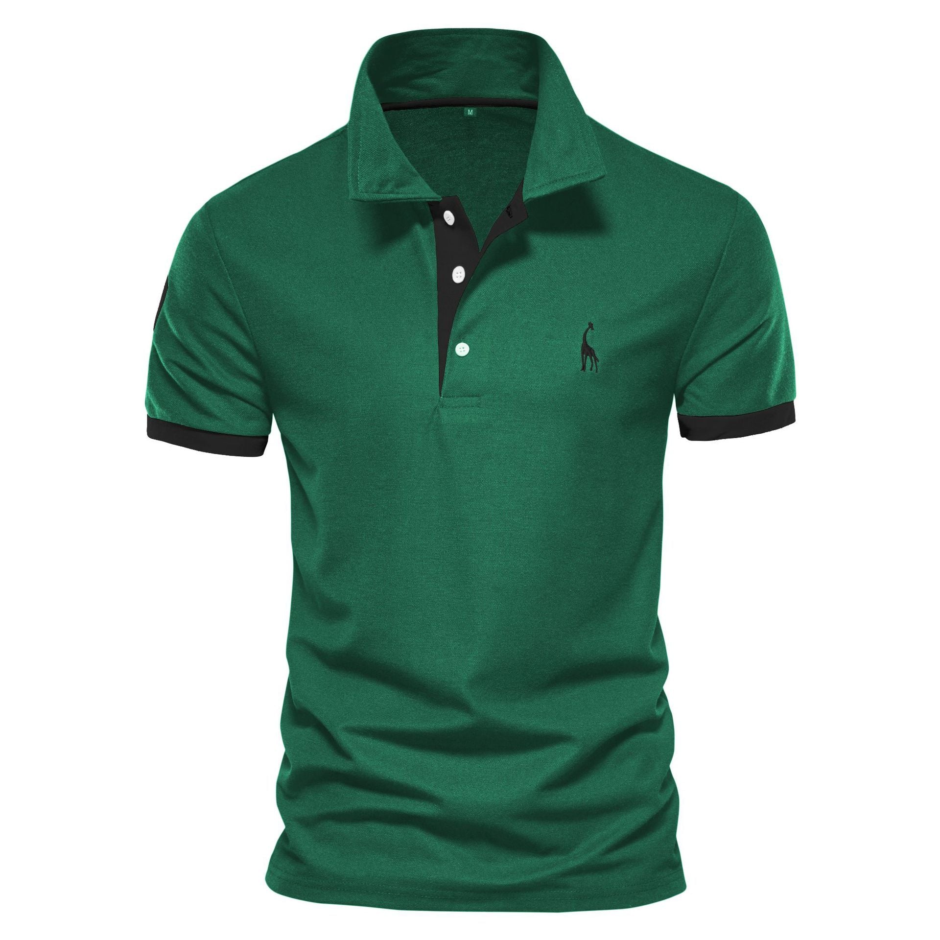 Men's Deer Embroidered Polo Shirt - Short Sleeve Mesh Lapel Tee Additional Image 3