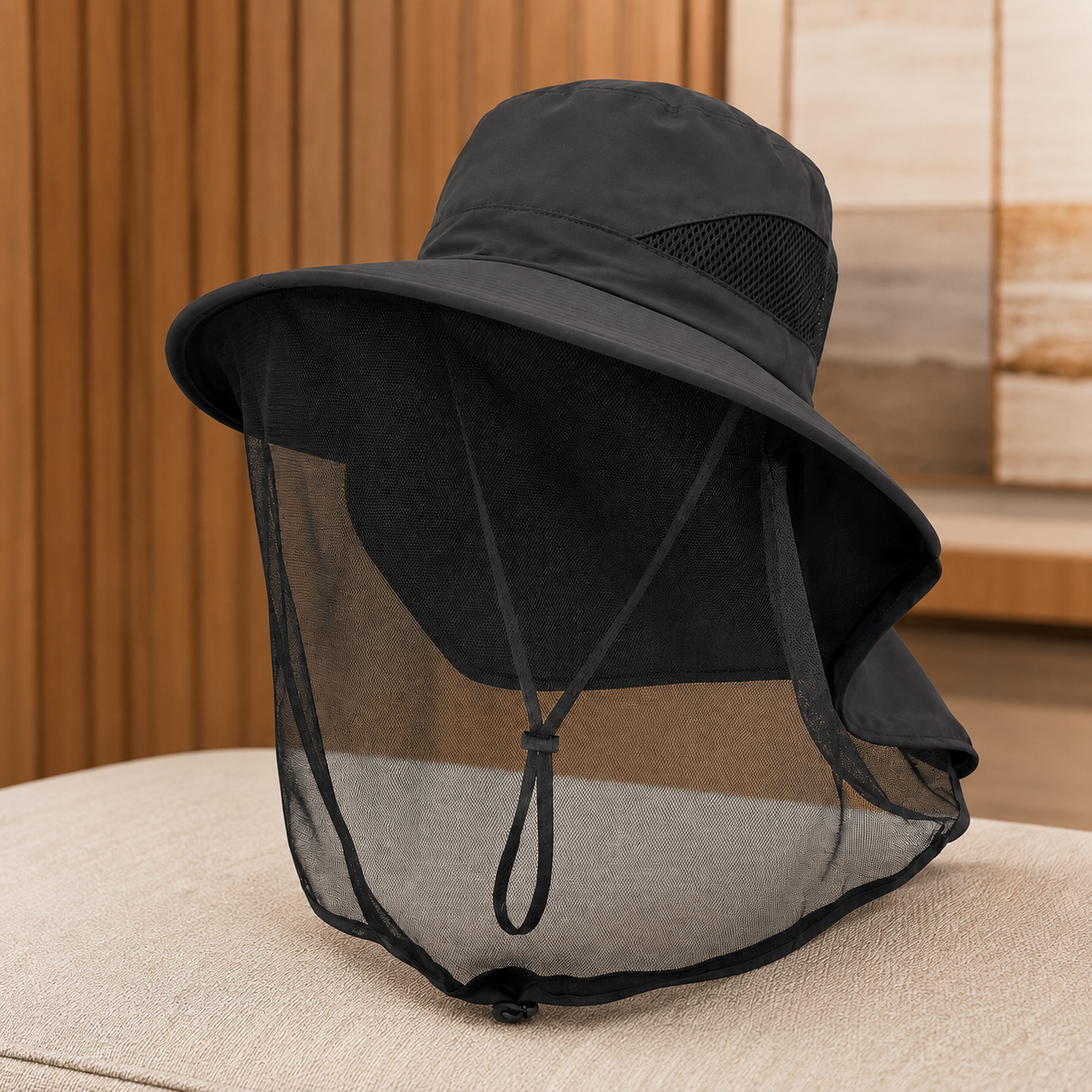 Mosquito Veil Sun Hat with Neck Flap - Breathable UV Protection Additional Image 3
