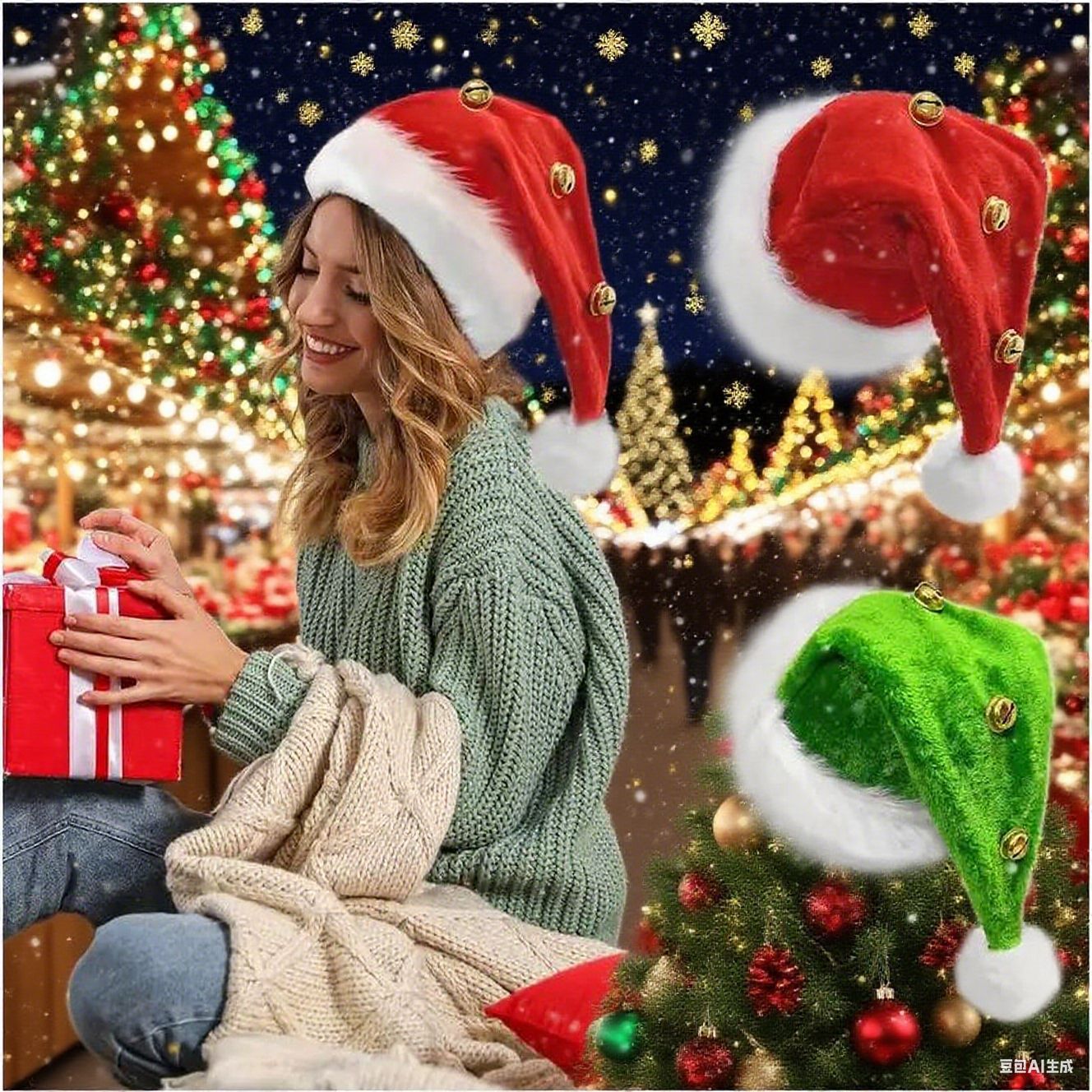 Jingle Bell Santa Hat - Plush & Festive Additional Image 3