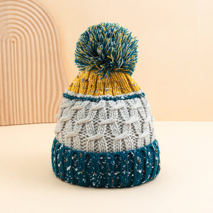 Cozy Mixed Color Knit Beanie with Pom Additional Image 3