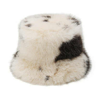 Cozy Cow Print Faux Fur Fisherman Hat Additional Image 3