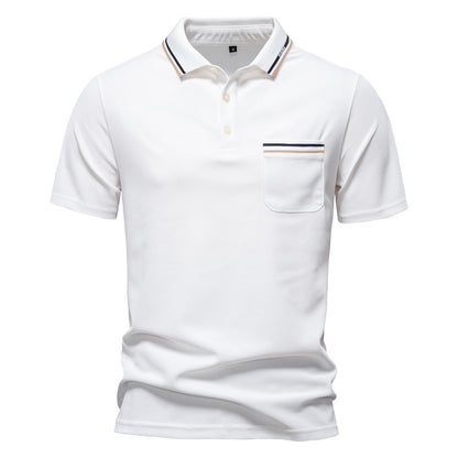 Men's Striped Short Sleeve Polo Shirt | Pandaize Additional Image 3