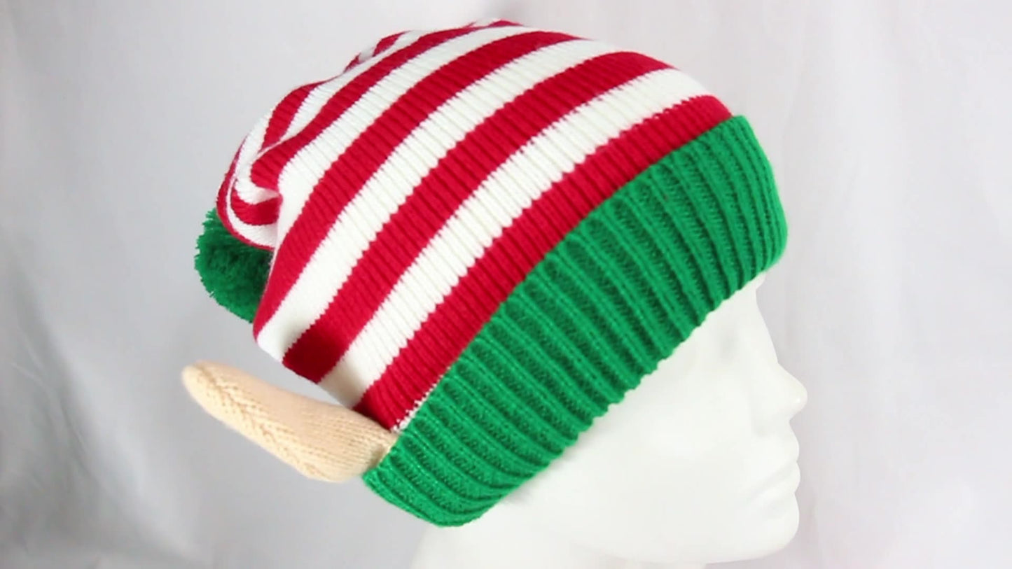 Cozy Striped Santa Hat with Ears & Pom-Pom Additional Image 3