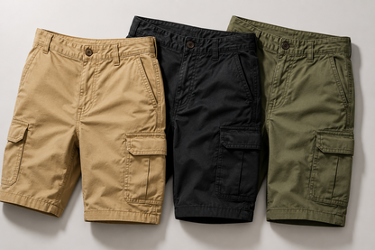 Men's Loose Fit Cargo Shorts - Casual Five-Inch Shorts — detail photo showing construction