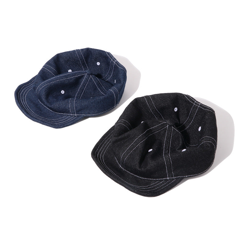 Retro Denim Baseball Cap - Japanese Style Short Brim Additional Image 4