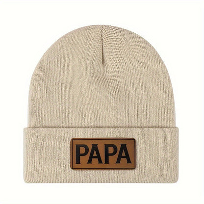 PAPA Logo Knit Beanie: Warm Wool-Look Winter Hat Additional Image 4