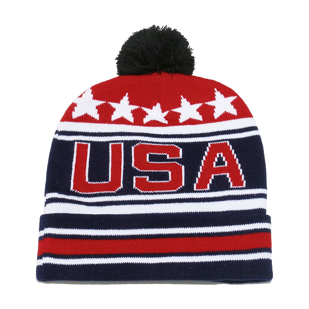 USA Flag Knit Beanie - Patriotic Winter Hat Additional Image 4