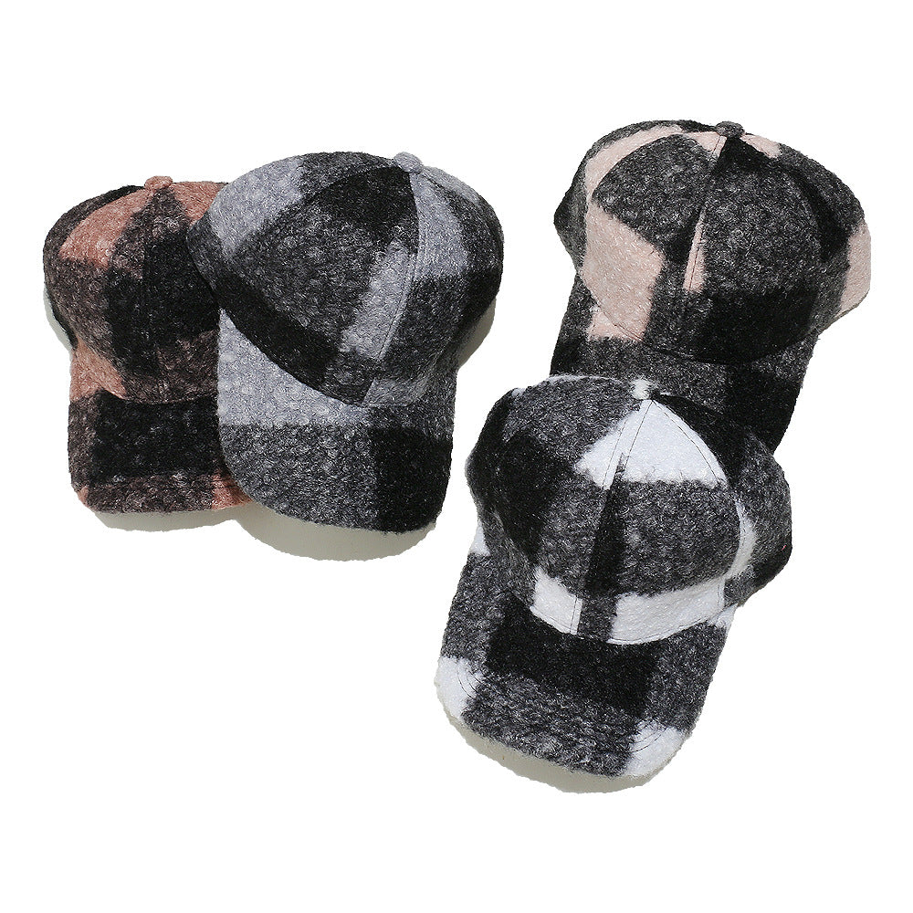 Cozy Plaid Wool Blend Baseball Cap - Vintage Warmth Additional Image 4