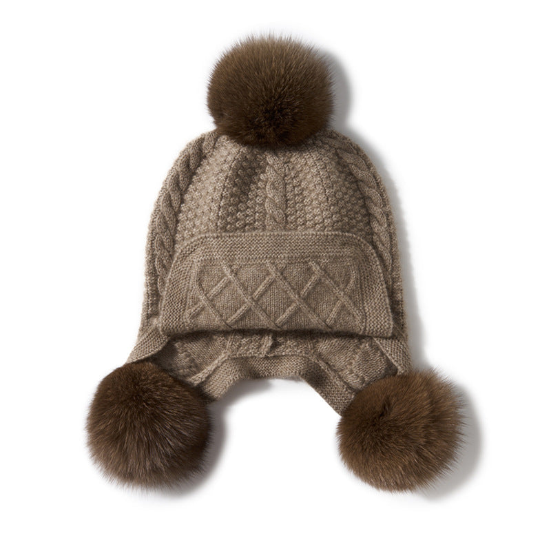 Cozy Cashmere Beanie with Genuine Fur Pom Additional Image 4