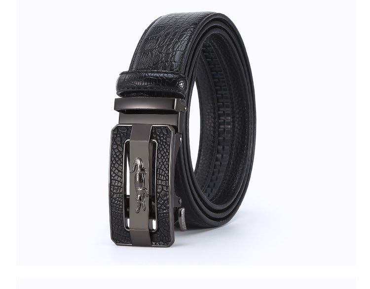 Men's Crocodile Embossed Leather Belt - Automatic Buckle Additional Image 4