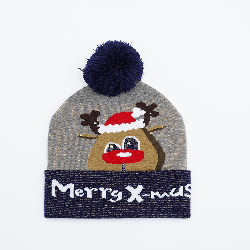 Festive Santa & Deer Knit Beanie - Cozy Holiday Hat Additional Image 4