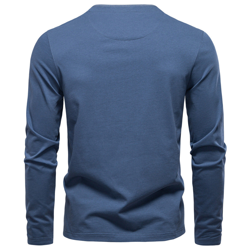 Men's Contrast Henley Long-Sleeve Tee Additional Image 4