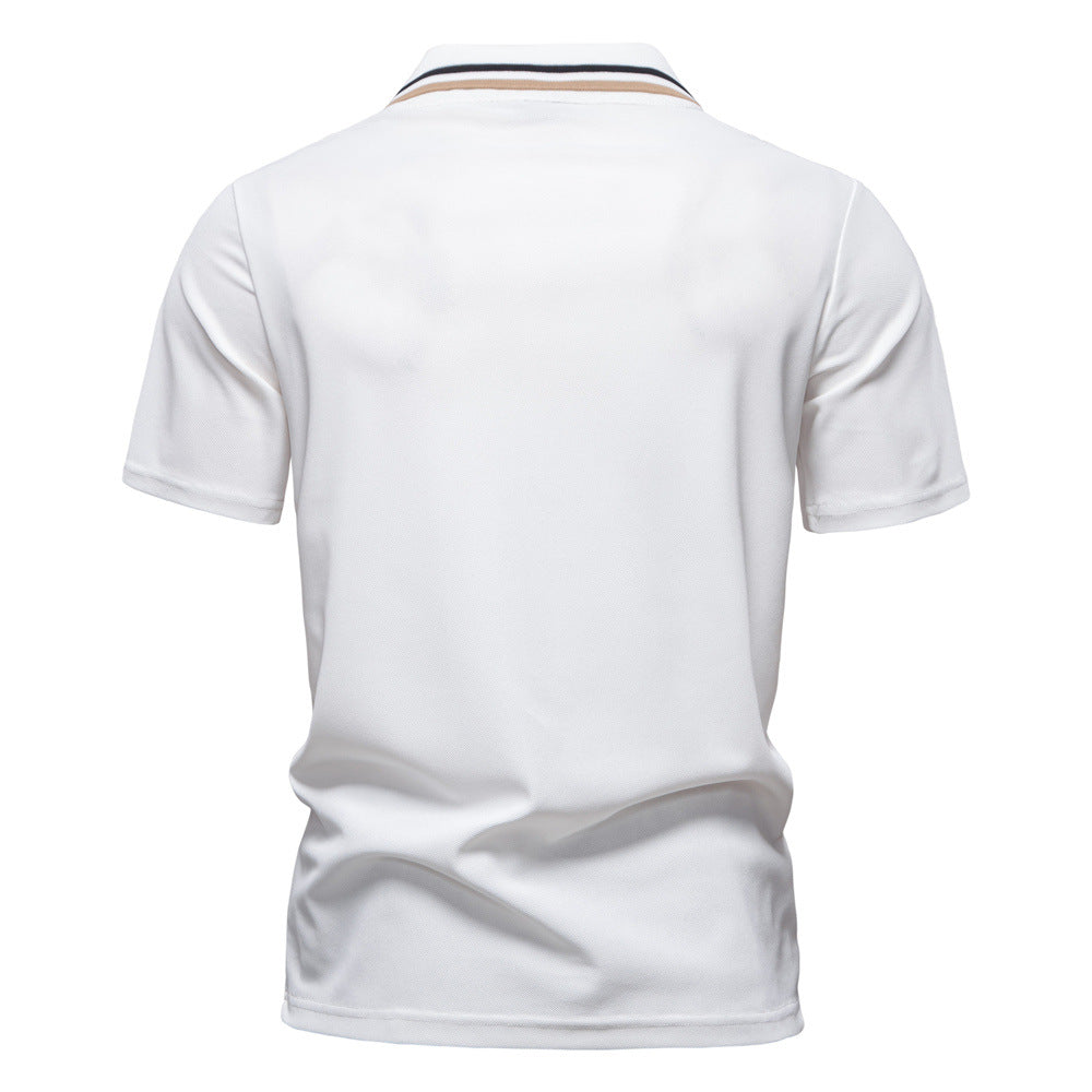 Men's Striped Short Sleeve Polo Shirt | Pandaize Additional Image 4
