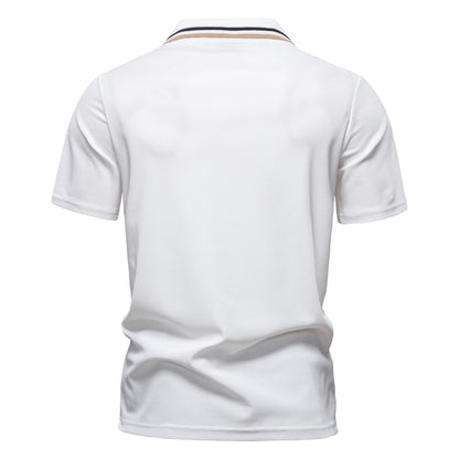 Men's Striped Short Sleeve Polo Shirt | Pandaize Additional Image 4
