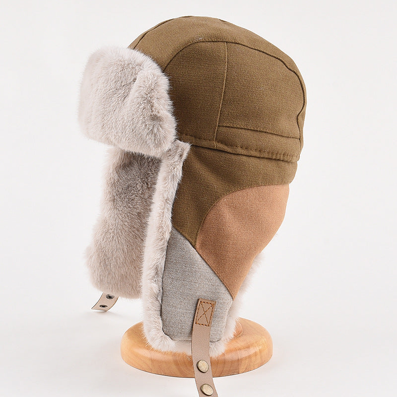 Warm Spliced Lei Feng Hat - Windproof Plush Ear Protection Additional Image 4