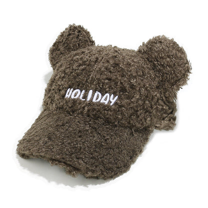 Cute Bear Ear Fleece Baseball Cap - Winter Warmth Additional Image 4