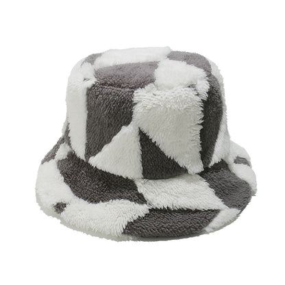 Boho Plush Fisherman Hat - Cozy Geometric Winter Style Additional Image 4