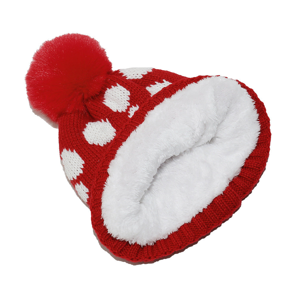 Festive Red Polka Dot Knit Hat Additional Image 4