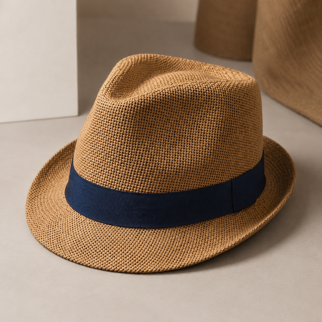 Vintage British Panama Straw Hat with Wide Brim — detail photo showing construction