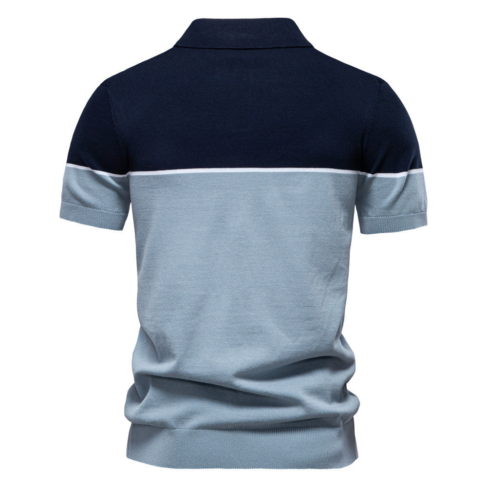 Men's Colorblock Knit Polo Shirt - Summer Casual Additional Image 4