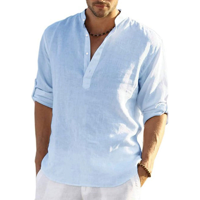 Men's Stand-Up Collar Casual Shirt - Spring/Summer Comfort Additional Image 4