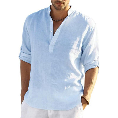 Men's Stand-Up Collar Casual Shirt - Spring/Summer Comfort Additional Image 4