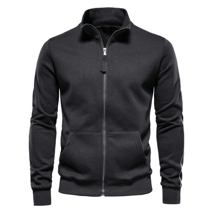 Men's Contrast Zip Stand Collar Sweater Additional Image 4