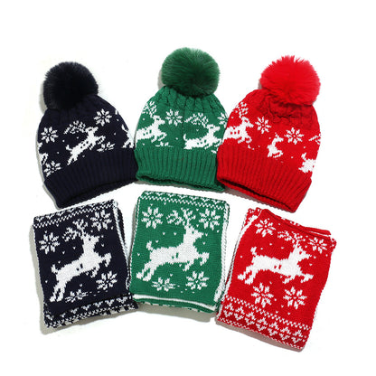 Kids Christmas Elk Knit Hat & Scarf Set Additional Image 4