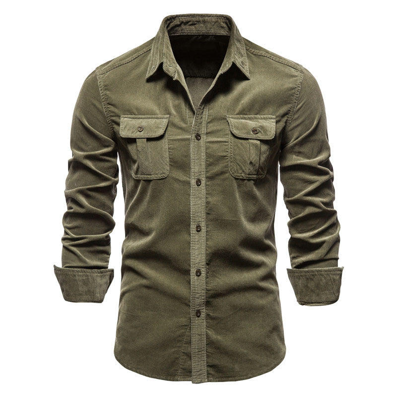 Men's Corduroy Shirt: Autumn Comfort & Business Casual Style Additional Image 4