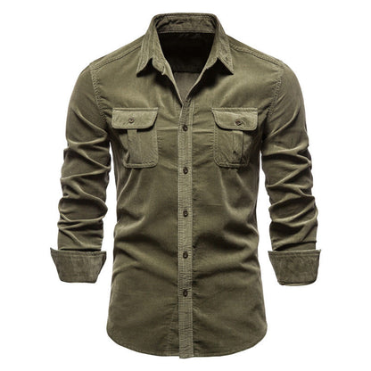 Men's Corduroy Shirt: Autumn Comfort & Business Casual Style Additional Image 4