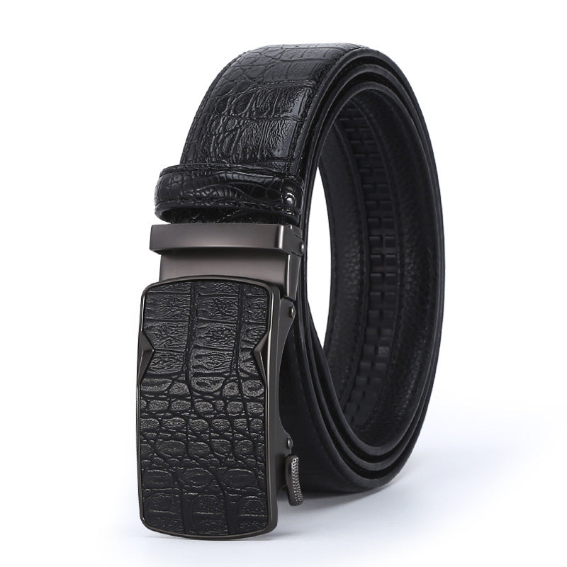 Men's Crocodile Leather Belt - Auto Buckle Additional Image 4