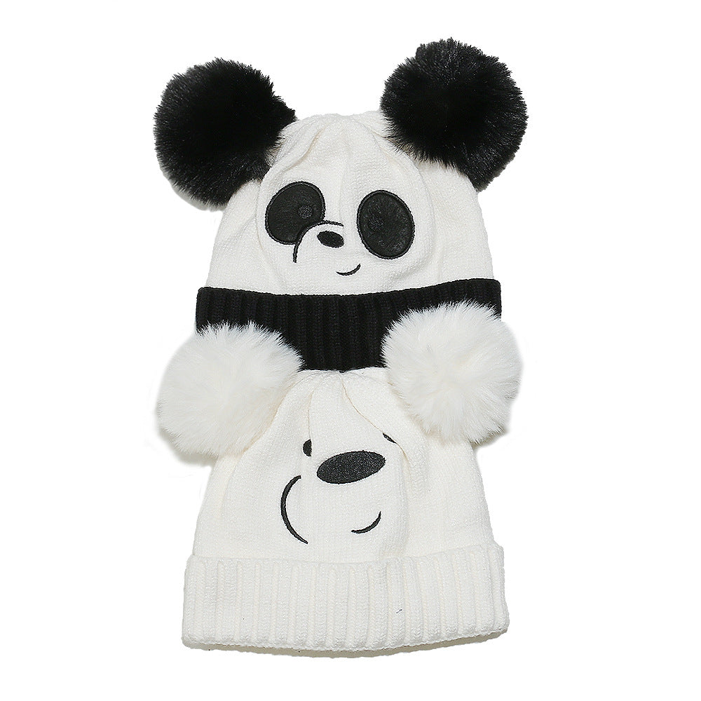 Cute Panda Fleece-Lined Knit Hat for Kids Additional Image 4