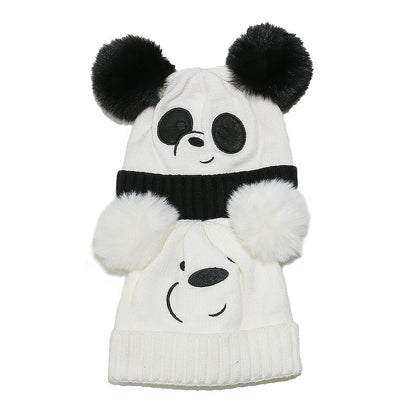 Cute Panda Fleece-Lined Knit Hat for Kids Additional Image 4