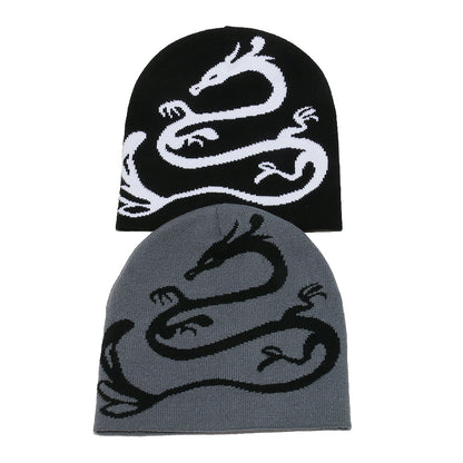 Men's Dragon Knit Beanie: Warm Wool Blend Winter Hat Additional Image 4