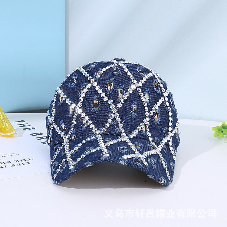 Rhinestone Cowboy Cap | Distressed Denim Baseball Hat Additional Image 4