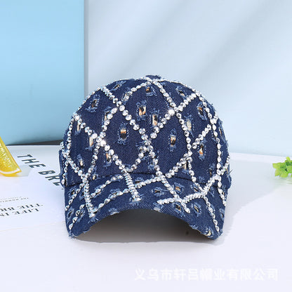 Rhinestone Cowboy Cap | Distressed Denim Baseball Hat Additional Image 4
